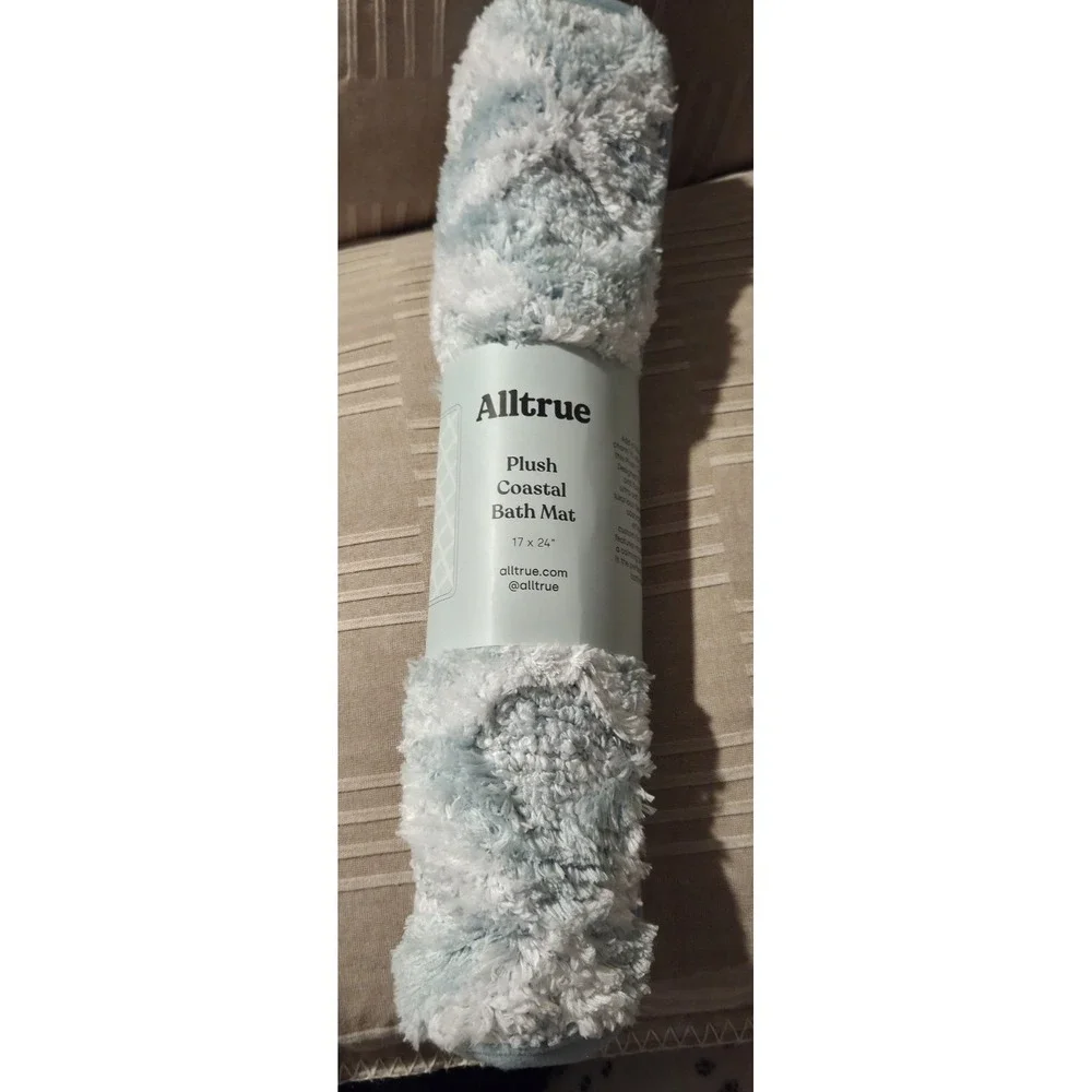 Alltrue Plush Coastal Bath Mat‎ Sea Foam Green Quick Dry Microfiber Non Slip